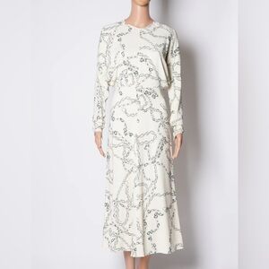 SOLD Victoria Beckham Cream Chain Link Print Dress ASO celebrities. UK 10 US 6